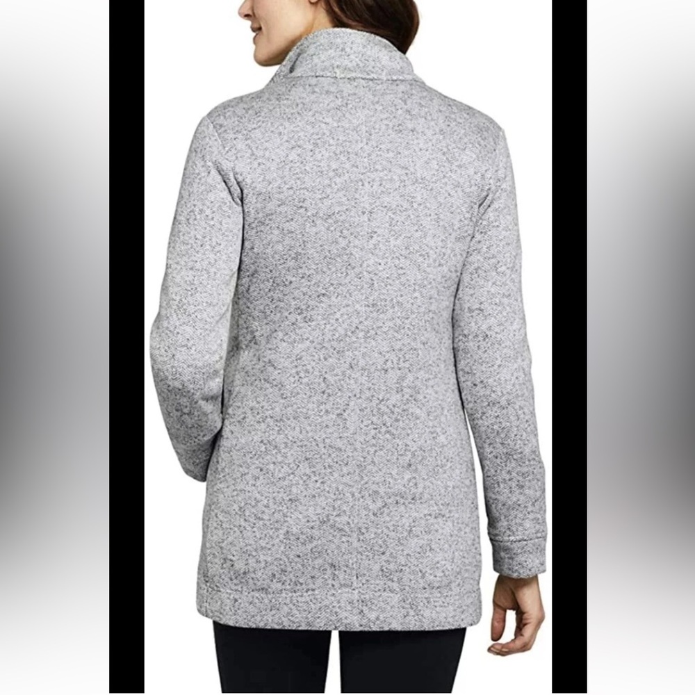 Land's End Women's Sweater Fleece Grey Coat Size M - Picture 2 of 11